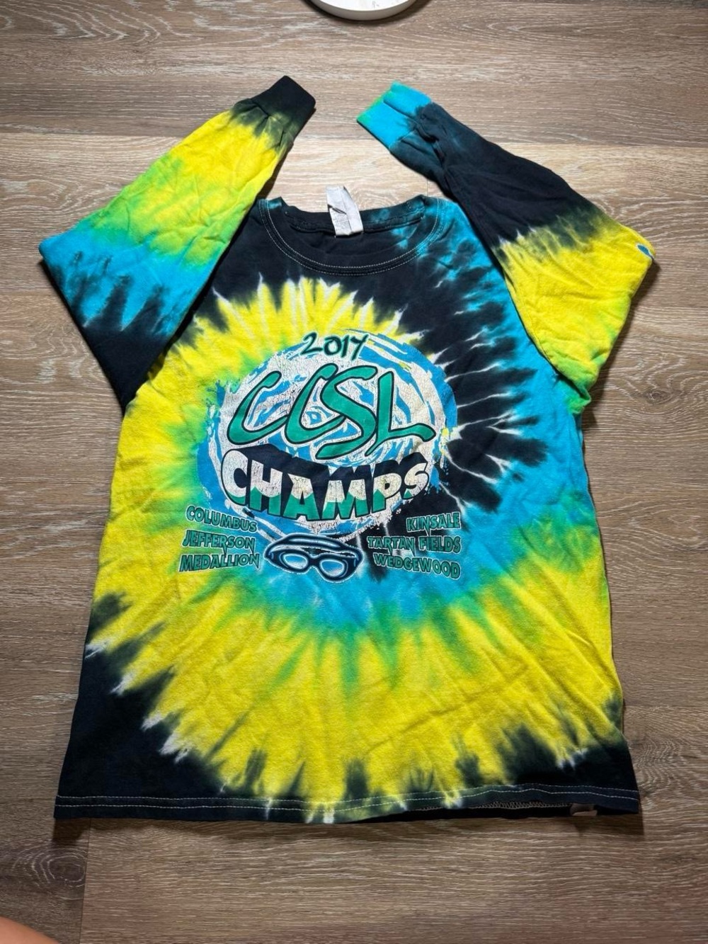 Gildan Tie-Dye Long Sleeve Kids Shirt - Yellow, Teal, Black